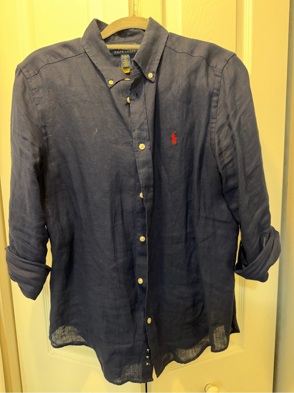 Polo Ralph Lauren Boy’s 18-20 Navy Linen Button-Down Shirt